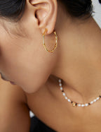 S925 Sterling Silver Bamboo Hoop Earrings