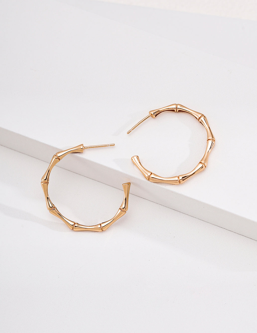 S925 Sterling Silver Bamboo Hoop Earrings