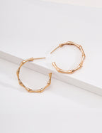 S925 Sterling Silver Bamboo Hoop Earrings