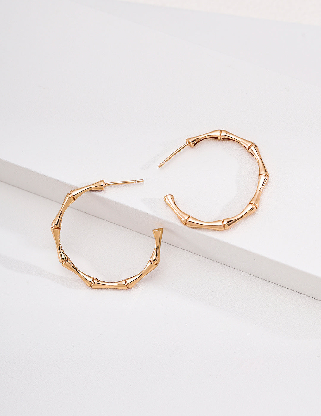 S925 Sterling Silver Bamboo Hoop Earrings