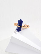 S925 Sterling Silver Natural Lapis Lazuli Open Ring | Vintage Gold Statement Ring