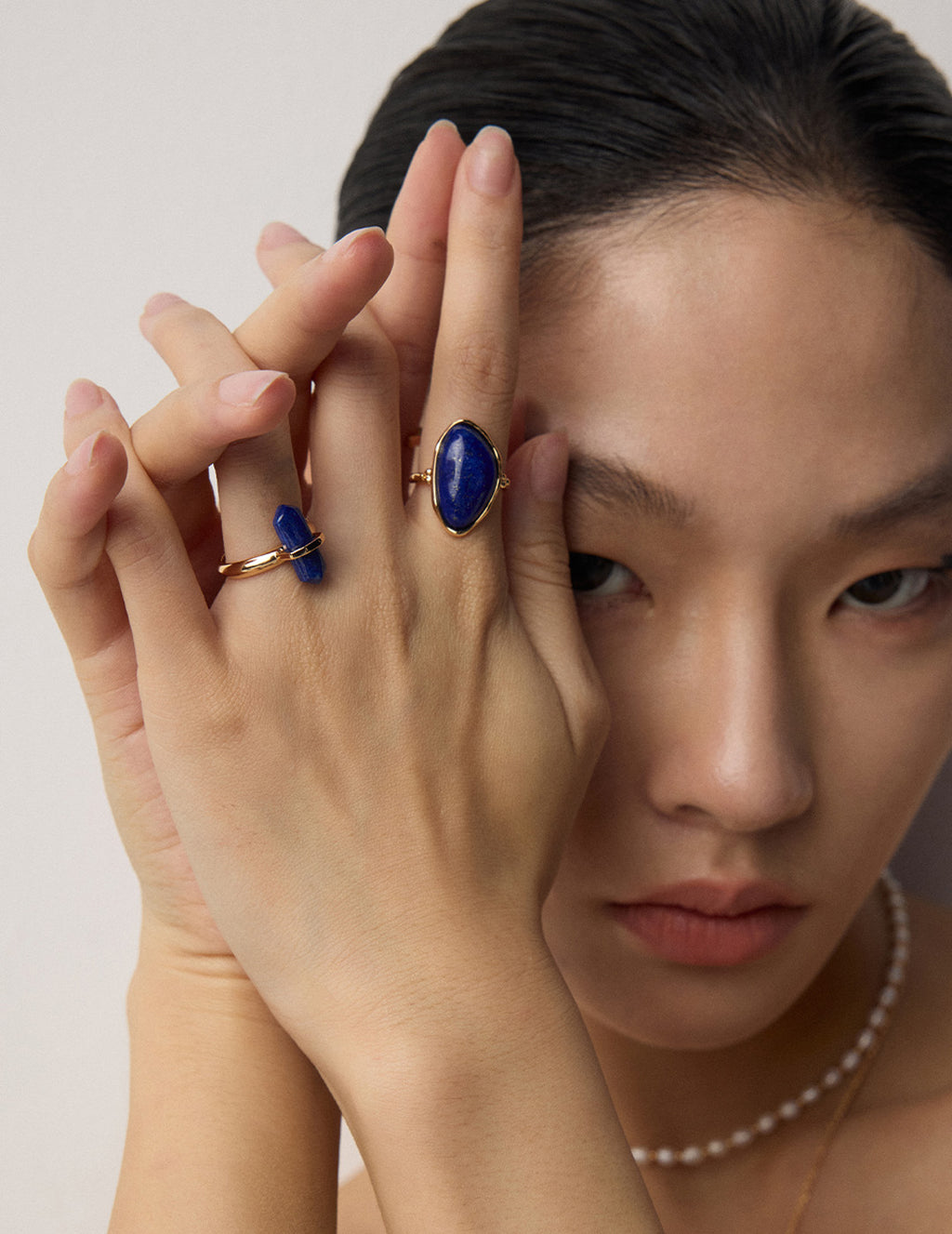 S925 Sterling Silver Natural Lapis Lazuli Open Ring | Vintage Gold Statement Ring