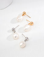 Baroque Pearl Drop Earrings, Irregular Freshwater Pearl Earrings