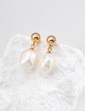 Baroque Pearl Drop Earrings, Irregular Freshwater Pearl Earrings