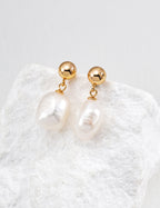 Baroque Pearl Drop Earrings, Irregular Freshwater Pearl Earrings