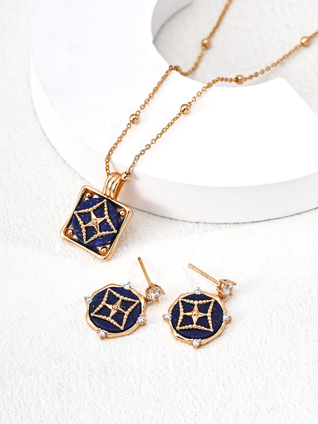 S925 Sterling Silver Vintage Lapis Lazuli CZ Drop Earrings