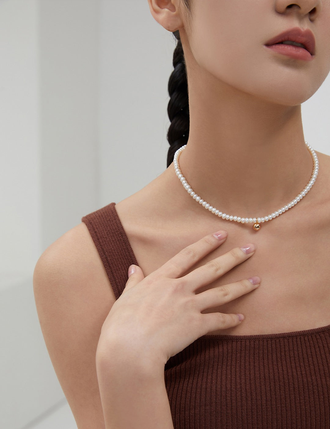 Dainty Natural Pearl S925 Sterling Silver Choker Necklace | Vintage Gold