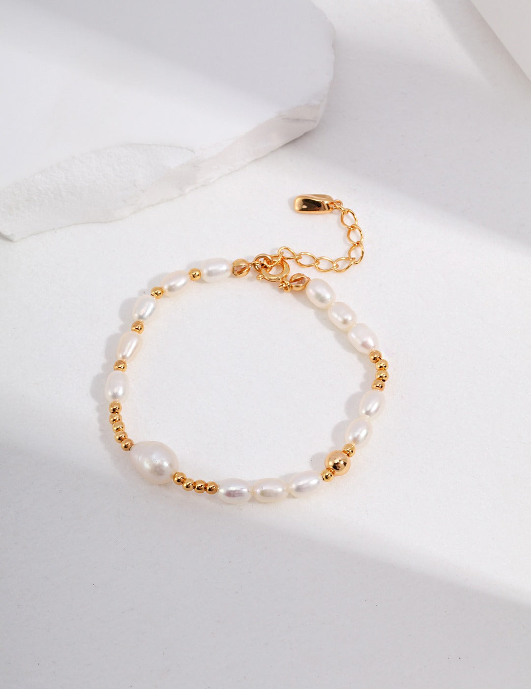 Irregular Freshwater Pearl Beaded Bracelet | S925 Sterling Silver Adjustable Stackable Bracelet