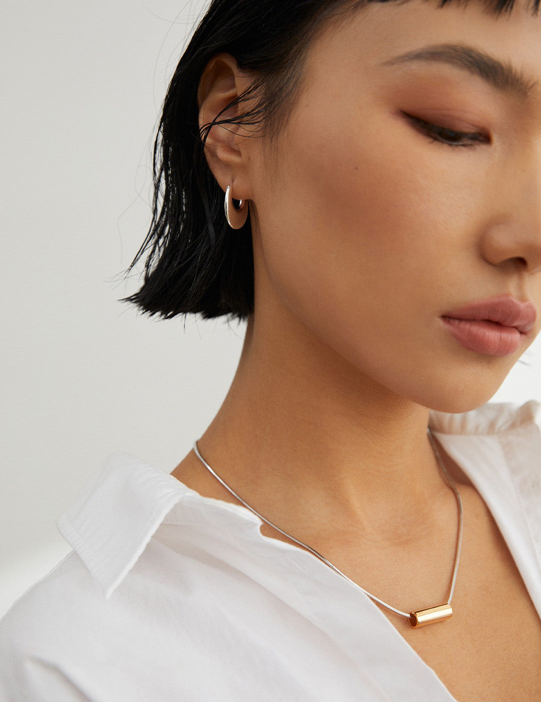 Minimal Geometric Cylinder S925 Sterling Silver Pendant Necklace