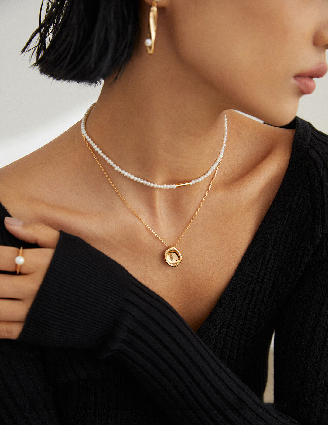 Dainty Tiny Natural Pearl S925 Sterling Silver Choker | Vintage Gold
