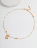 Organic Shape Pendant Natural Pearl Necklace | S925 Sterling Silver Adjustable Pearl Choker