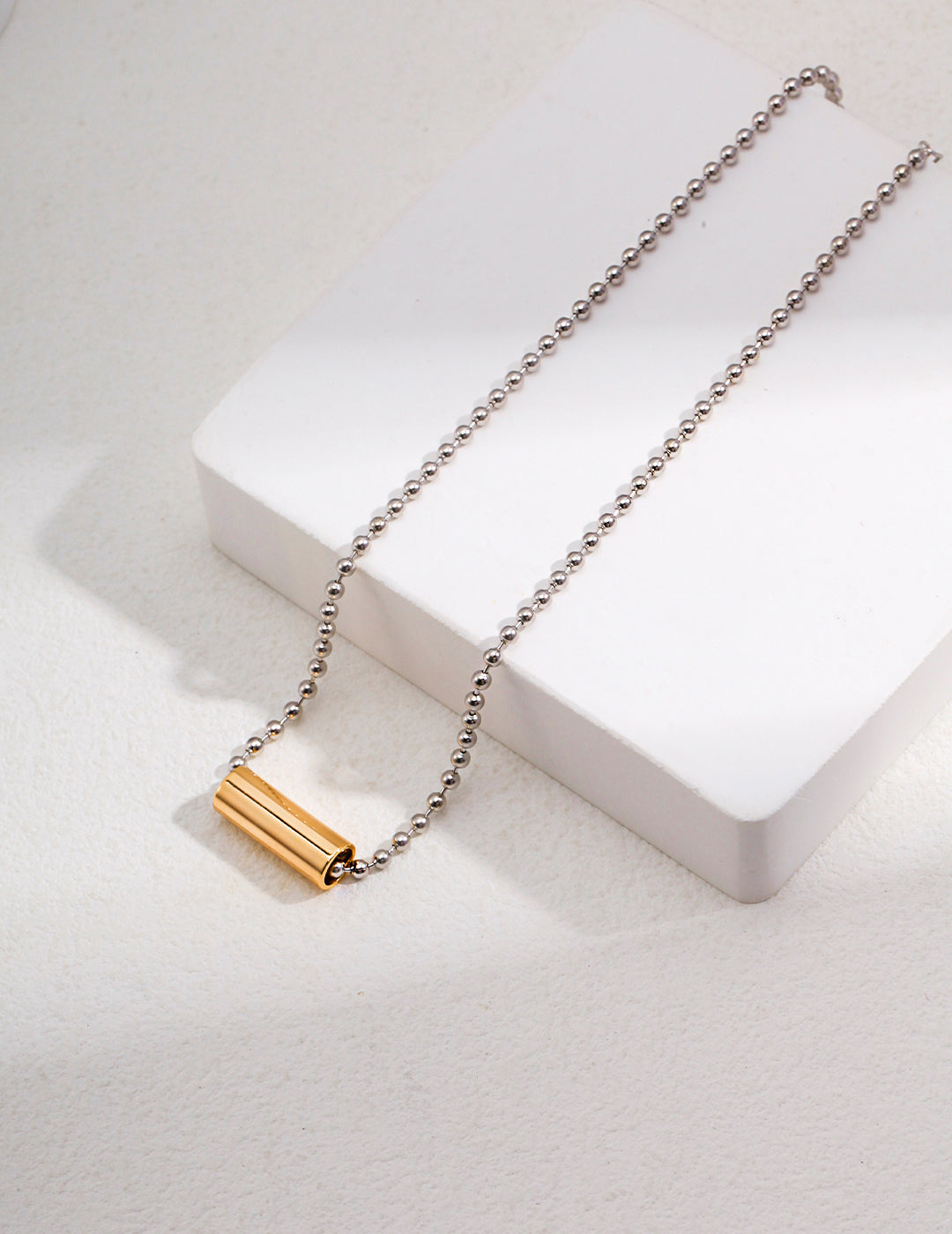 Minimal Geometric Cylinder S925 Sterling Silver Pendant Necklace