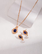 Vintage Gold Lapis Lazuli Sterling Silver Layered Necklace