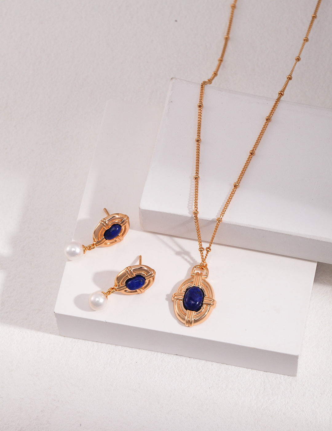 Vintage Gold Lapis Lazuli Sterling Silver Layered Necklace