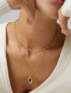 Vintage Gold Lapis Lazuli Sterling Silver Layered Necklace