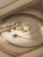 Vintage Gold Lapis Lazuli Sterling Silver Layered Necklace
