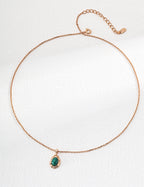 S925 Sterling Silver Natural Gemstone Pendant Necklace | Vintage Gold Bezel Set Malachite & Tiger's Eye Adjustable Necklace