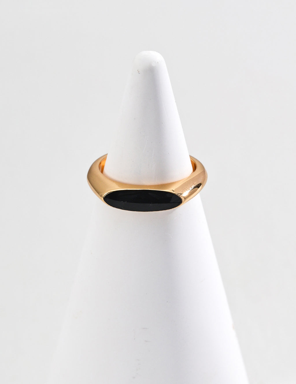 S925 Sterling Silver Black Enamel Open Ring | Minimalist Modern Statement Ring