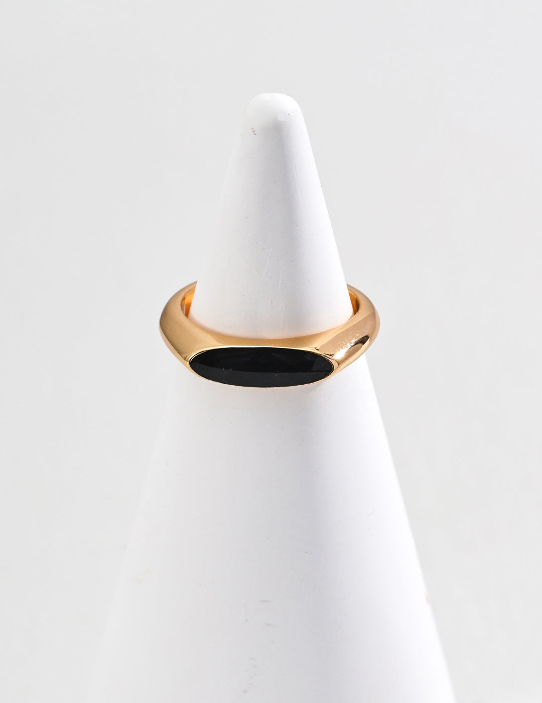 S925 Sterling Silver Black Enamel Open Ring | Minimalist Modern Statement Ring